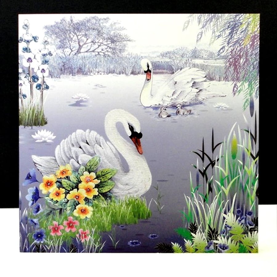 The Serene Swans Lake Card 