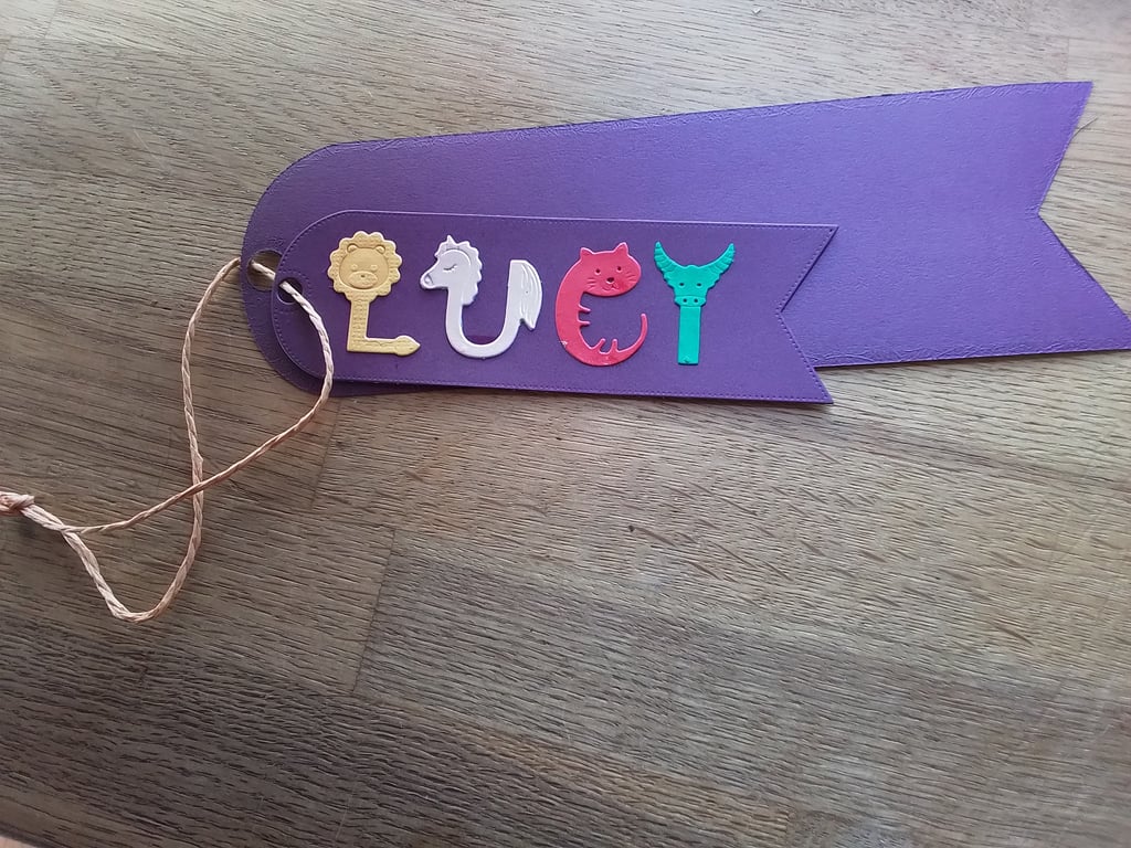 Bookmark. Personalised bookmark. Animal themed bookmark. Ref 131