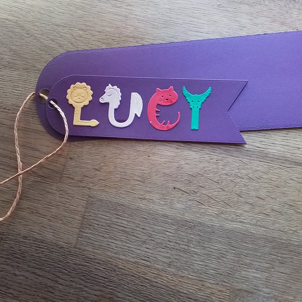 Bookmark. Personalised bookmark. Animal themed bookmark. Ref 131
