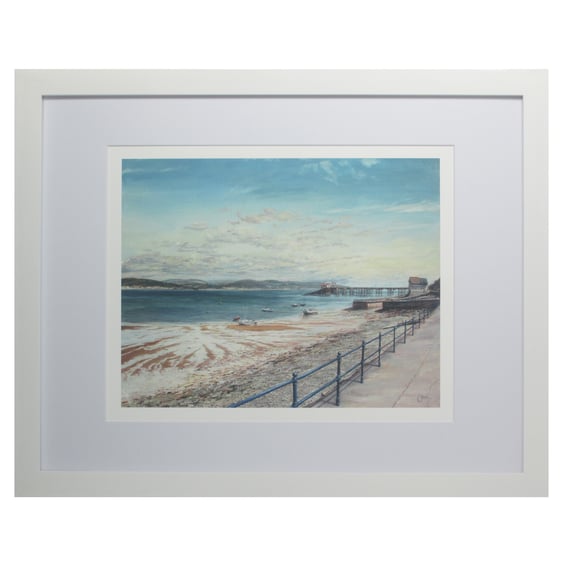 MUMBLES PIER Art Print-Welsh Coast Seaside Scene-Framed and Mounted 10x8 Giclee