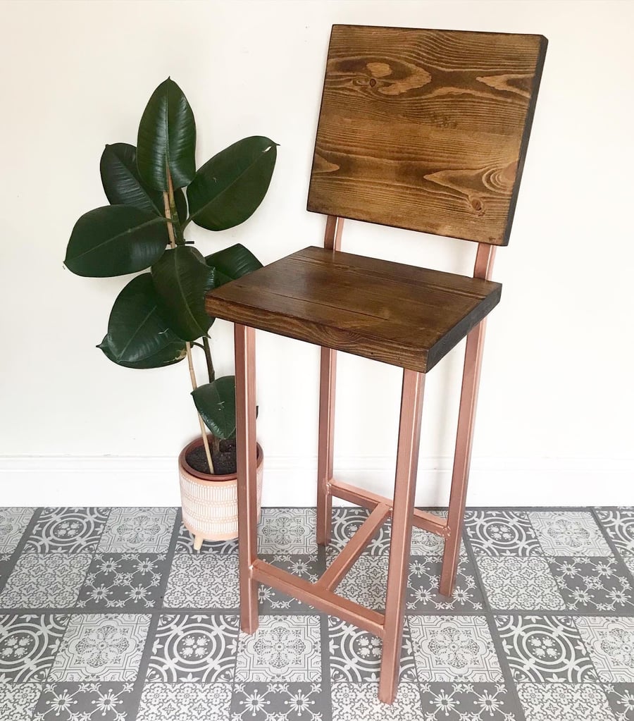 Industrial Bar Stool with backrest