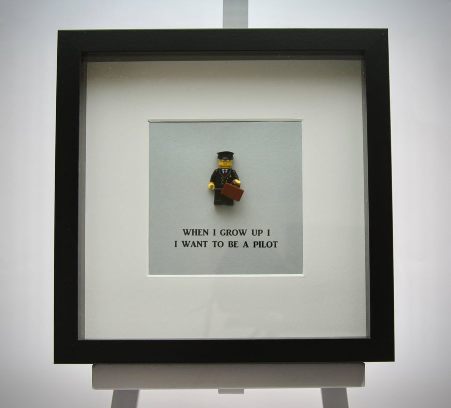 When I grow up I want to be  A Pilot mini Figure framed picture 