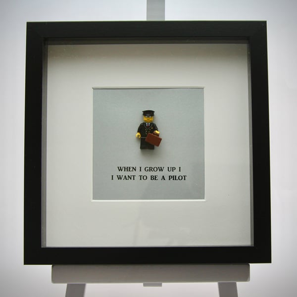 When I grow up I want to be  A Pilot mini Figure framed picture 