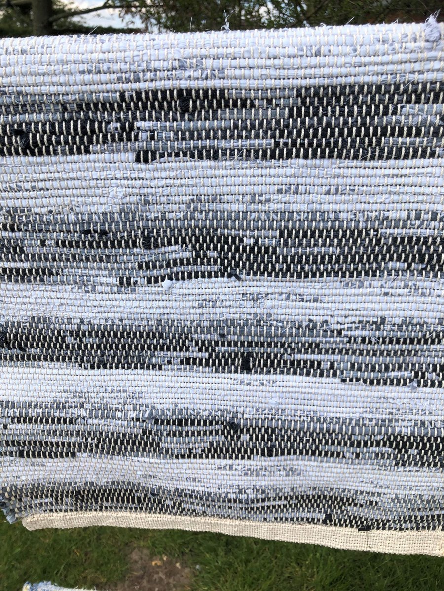 Black Grey and White Rag Rug Folksy