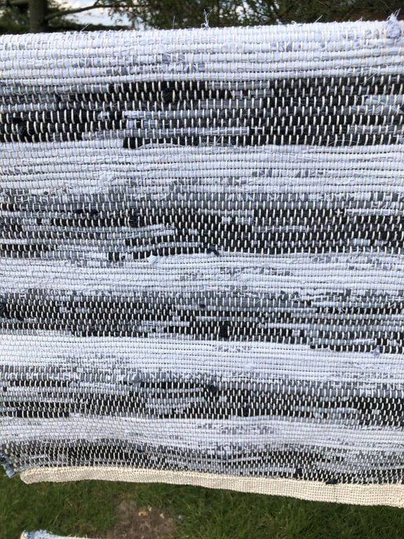 Black Grey and White Rag Rug