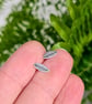 Mini leaf sterling silver stud earrings with leaf printed detail - Image 4