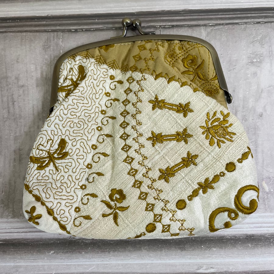 Clutch Bag Ivory and Gold Frame Bag by Carolee Crafts  PB1 - 0015