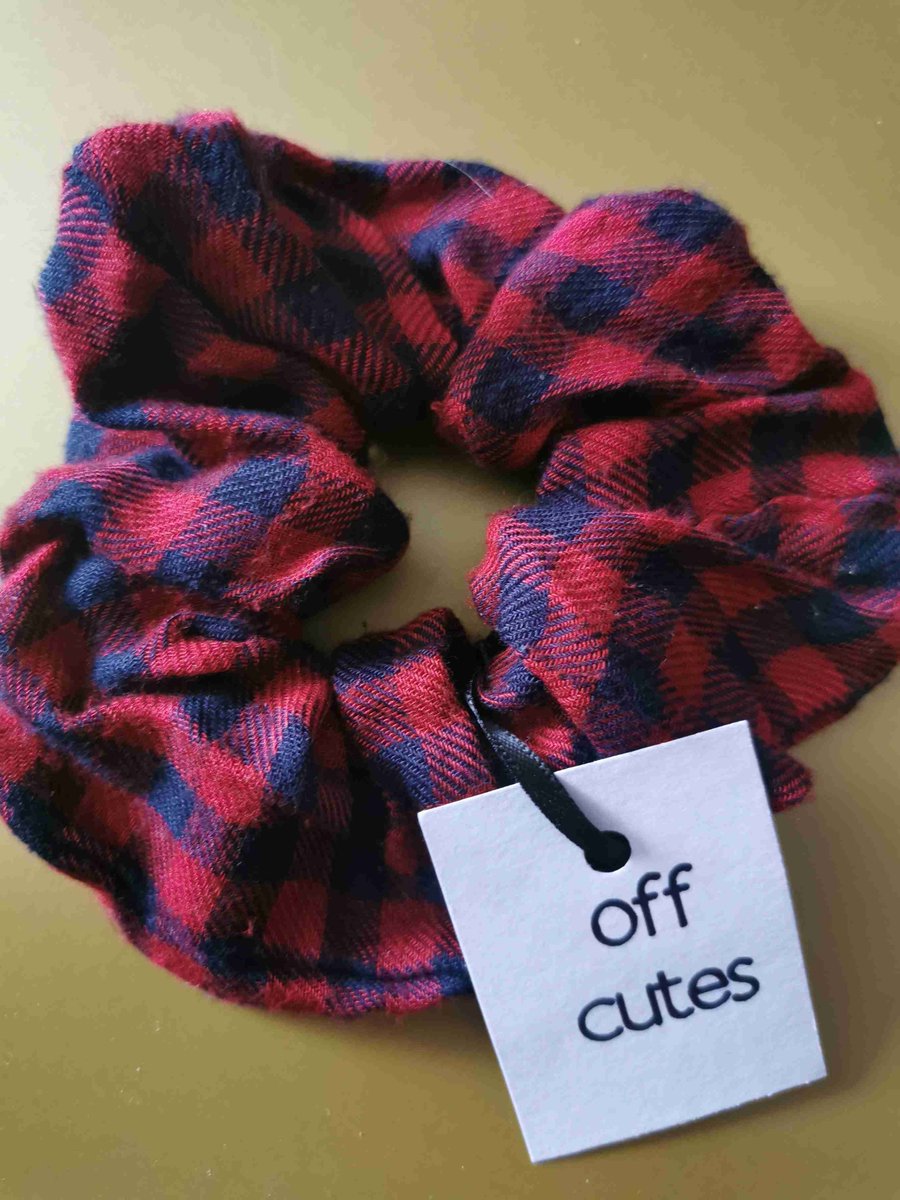 Navy Tartan Scrunchie 
