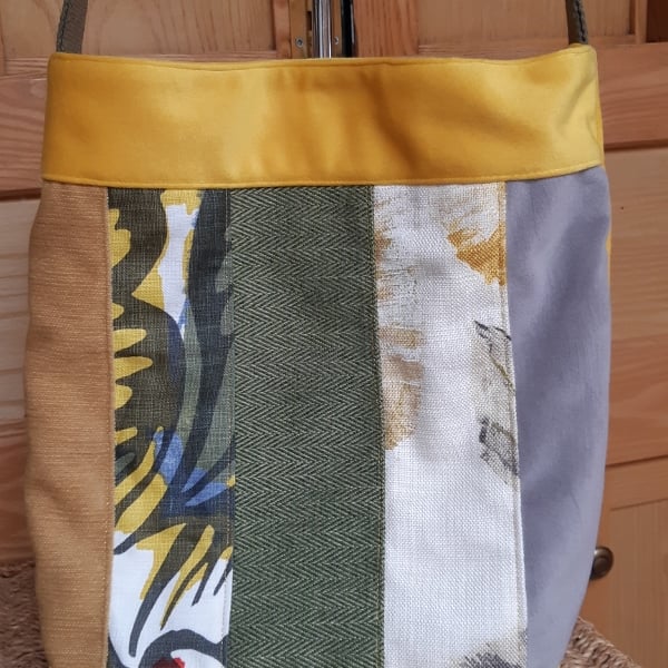 Gold velvet and patchwork bag