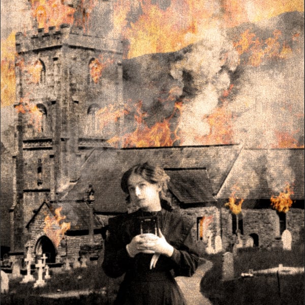 Hope - David W. J. Lloyd - Giclée Art Print - Gothic, Burning Church, Religion