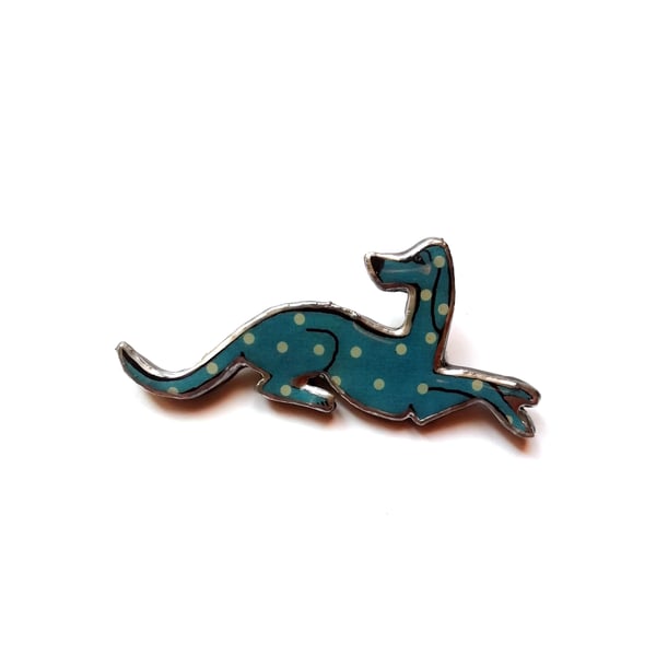 Whimsical Resin Blue Spotty Hound Dog Brooch by EllyMental 