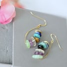 Gemstone Cluster Earrings on 24kt Gold Plated Sterling Silver 