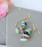Gemstone Cluster Earrings on 24kt Gold Plated Sterling Silver  - Image 1