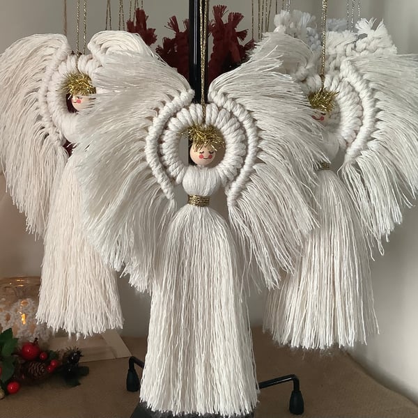 Macrame Christmas Angel Hanging Ornament
