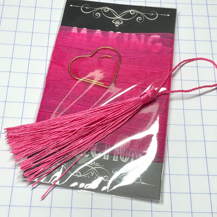 Mini pink ribbon craft pack heart Folksy