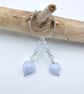 Blue Lace Agate Heart Earrings With Swarovski Crystal, Birthday Gifts For Her - Image 3