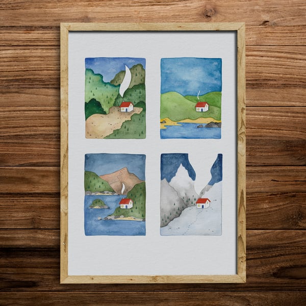 Cabin Hideaway, A3 limited edition Giclee print