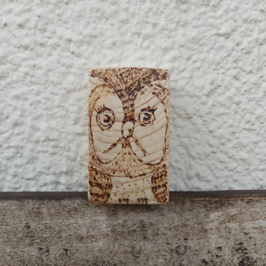 Pyrography owl ornament 