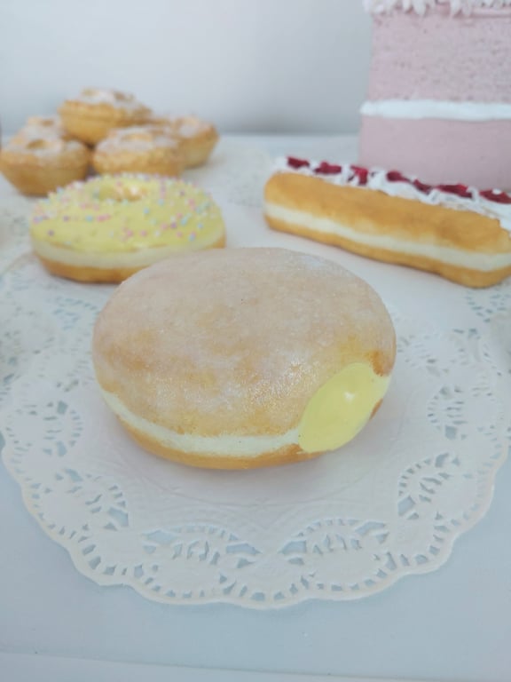Fake Custard Doughnut Home Decor, Party Prop, Cake Shop, T.V. Film Prop, Theatre