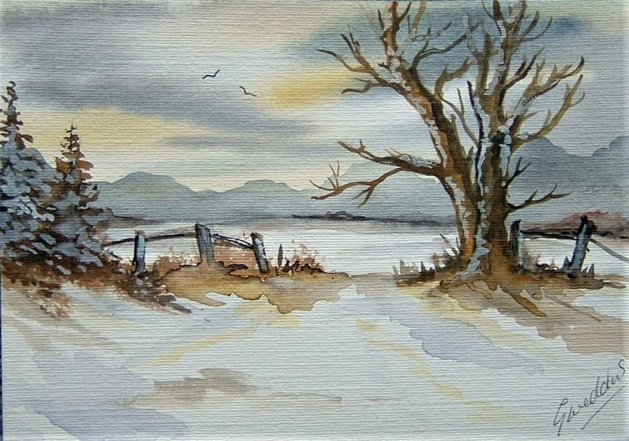 original art watercolour landscape painting ( ref F 398)