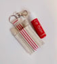 Key ring lip balm holder in striped fabric keyring  - Image 2