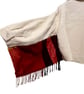 Upcycled Cream Corduroy & Red Plaid Winter Cape Kimono with Faux Fur Collar - Image 5