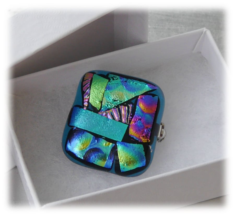 Brooch Dichroic Fused Glass 031 Abstract Handmade