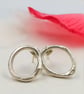 Sterling Silver Organic Circle Stud Earrings - Molten Textured Minimalist Studs - Image 1