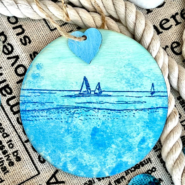 ‘Sea Breeze’ Wooden Decoration - Sail Boats