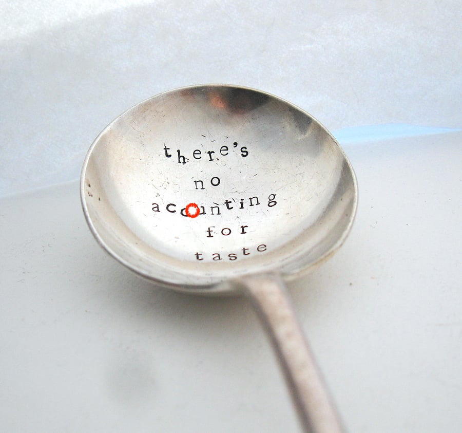 Soup Spoon with Rude Handstamped Wording