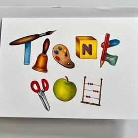 Thank you card - teacher  -  7x5 inches