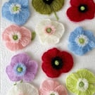 Crocheted Mohair Flower  Appliqué Accessories Unique Handmade Crafts 