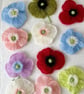 Crocheted Mohair Flower  Appliqué Accessories Unique Handmade Crafts 