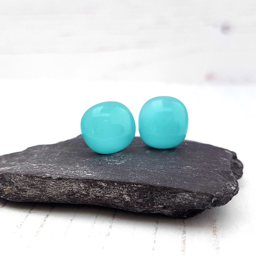 Turquoise Fused Glass Studs