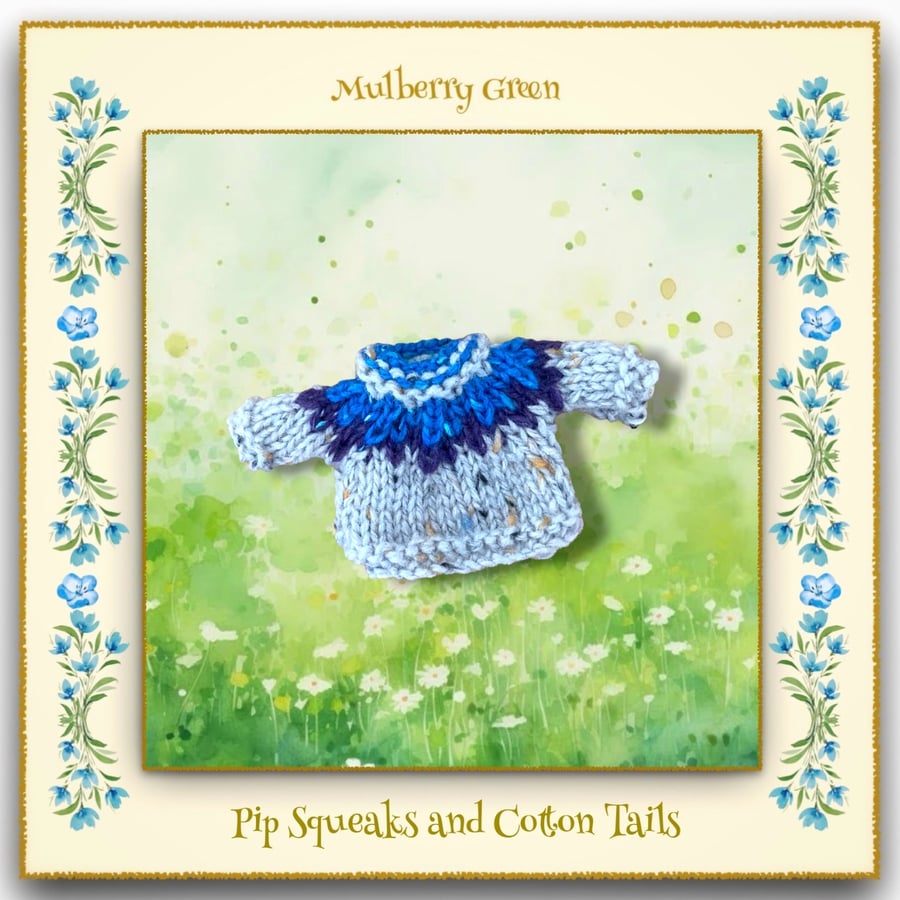 Pip Squeaks and Cotton Tails Grey and Blue Yoked Jumper