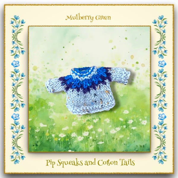 Pip Squeaks and Cotton Tails Grey and Blue Yoked Jumper