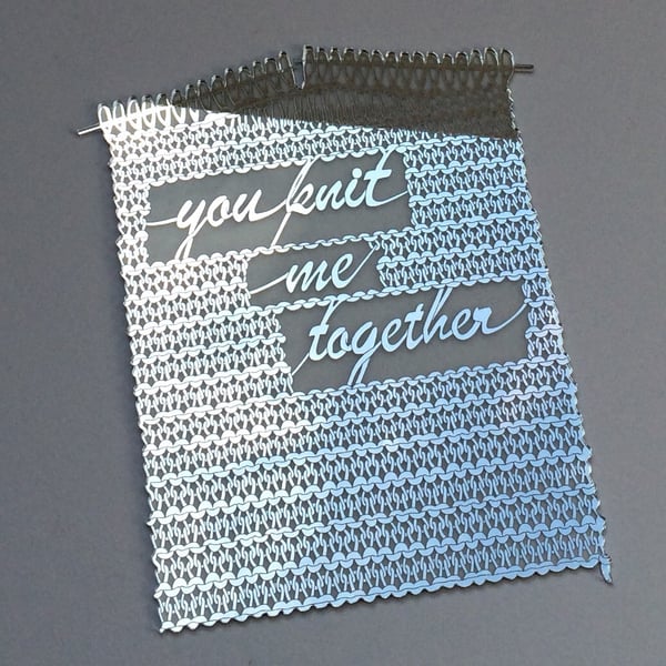 'You knit me' acrylic decoration