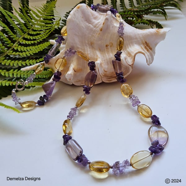 Ametrine, Amethyst, Citrine, Sterling Silver necklace