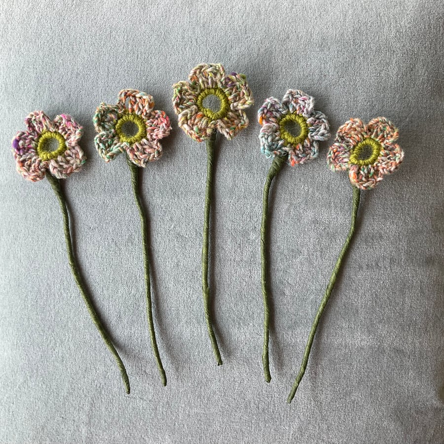 Pretty crocheted flower posy - pastels mix