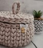 Handmade Crochet Cotton Cord Basket with Lid: Jewelry Storage