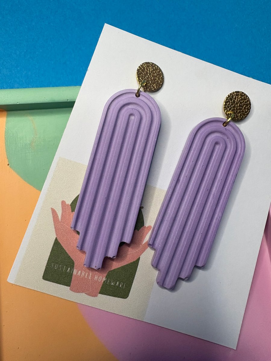 Eco Friendly Lilac Geometric Hypoallergenic Dangle Earrings