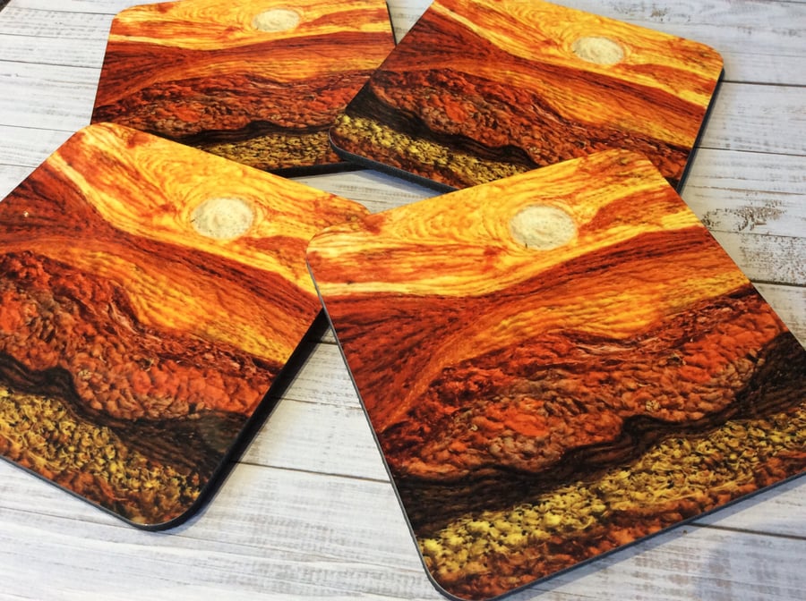 Sunset landscape coaster.