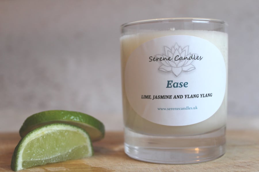 Lime, jasmine and ylang ylang essential oil candle  
