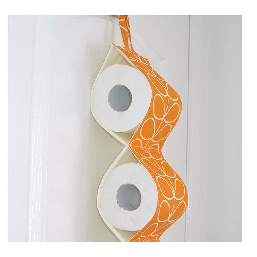 Toilet Roll Holder 2 Loo Roll Hanging Two Rolls Paper Storage Orange Stem Leaf
