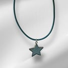 Turquoise Glitter Star Pendant Cosmic Choker Necklace