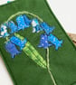 Embroidered up-cycled bluebell home decoration.