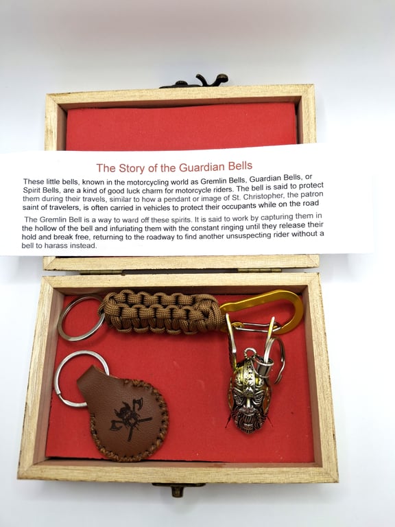 Bikers Gift Box, Bikers Bell Gremlin Bell, Paracord Bracelet , Paracord Lanyard
