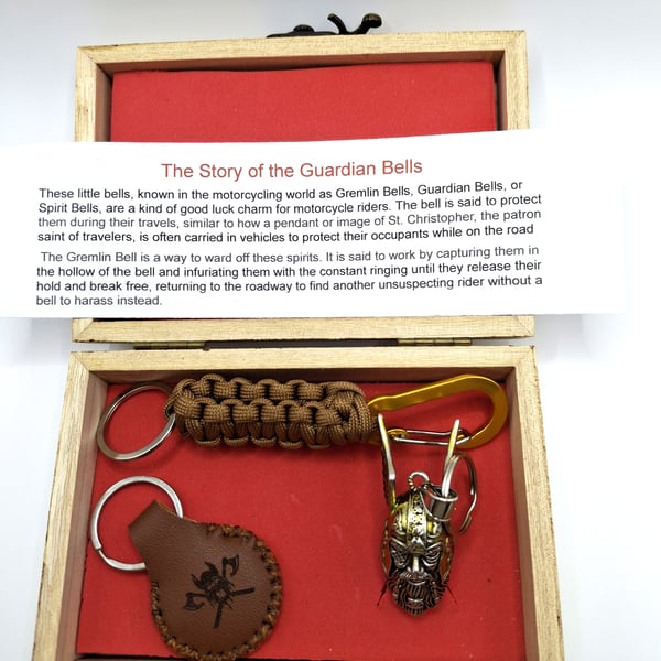 Bikers Gift Box, Bikers Bell Gremlin Bell, Paracord Bracelet , Paracord Lanyard