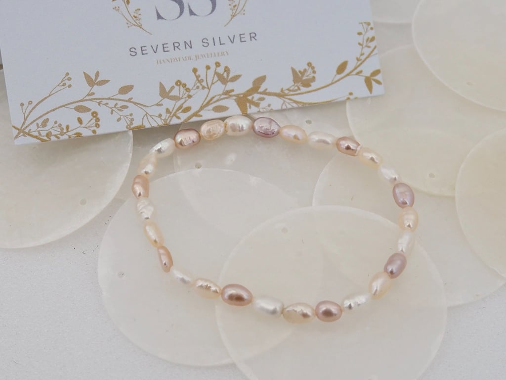 Fresh Water Seed Pearl Stretch Bracelet - June Birthday
