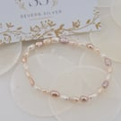 Fresh Water Seed Pearl Stretch Bracelet - June Birthday